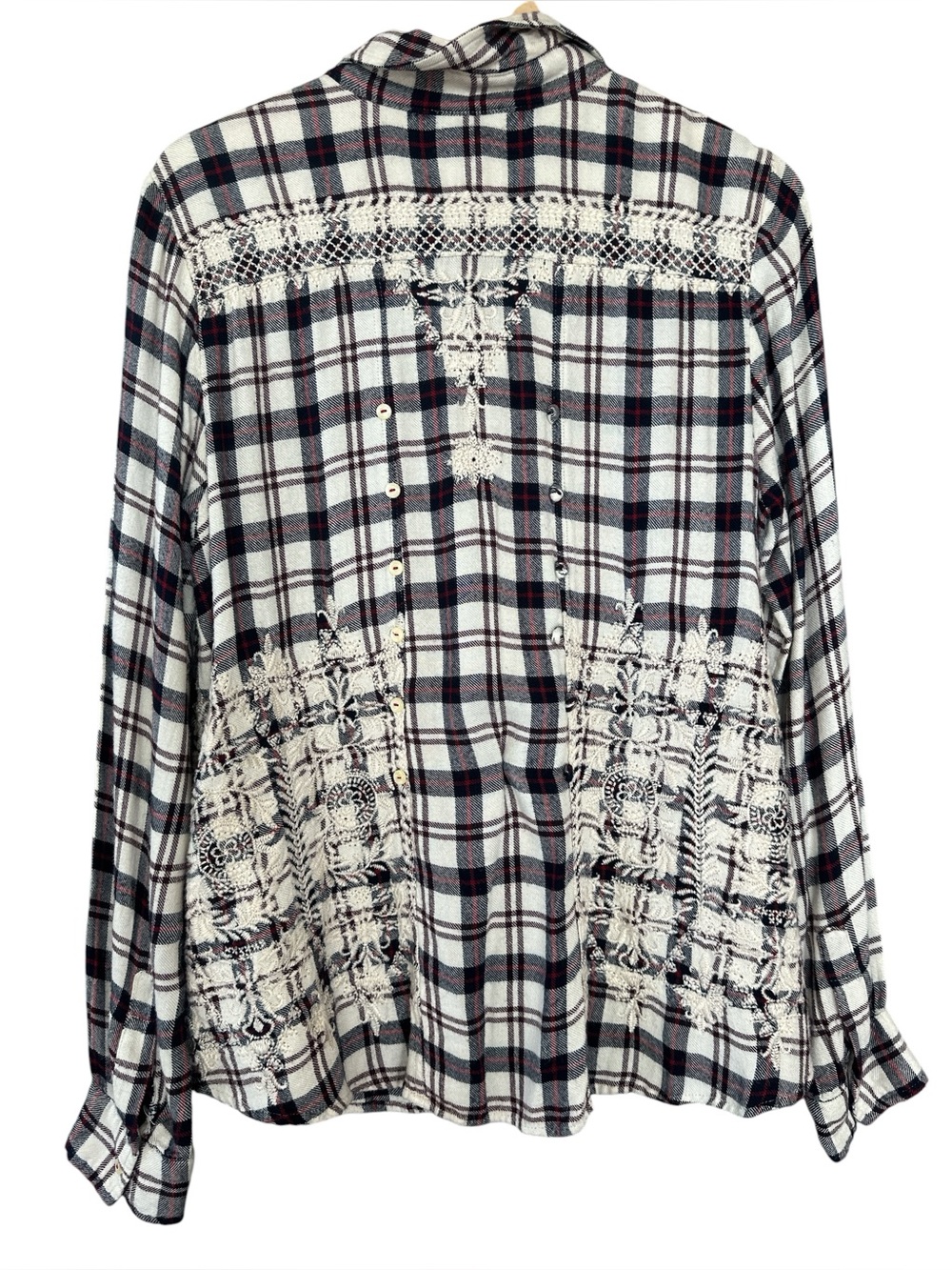 Johnny Was 3J Workshop Embroidered Plaid Button Down Shirt - Picture 6 of 9